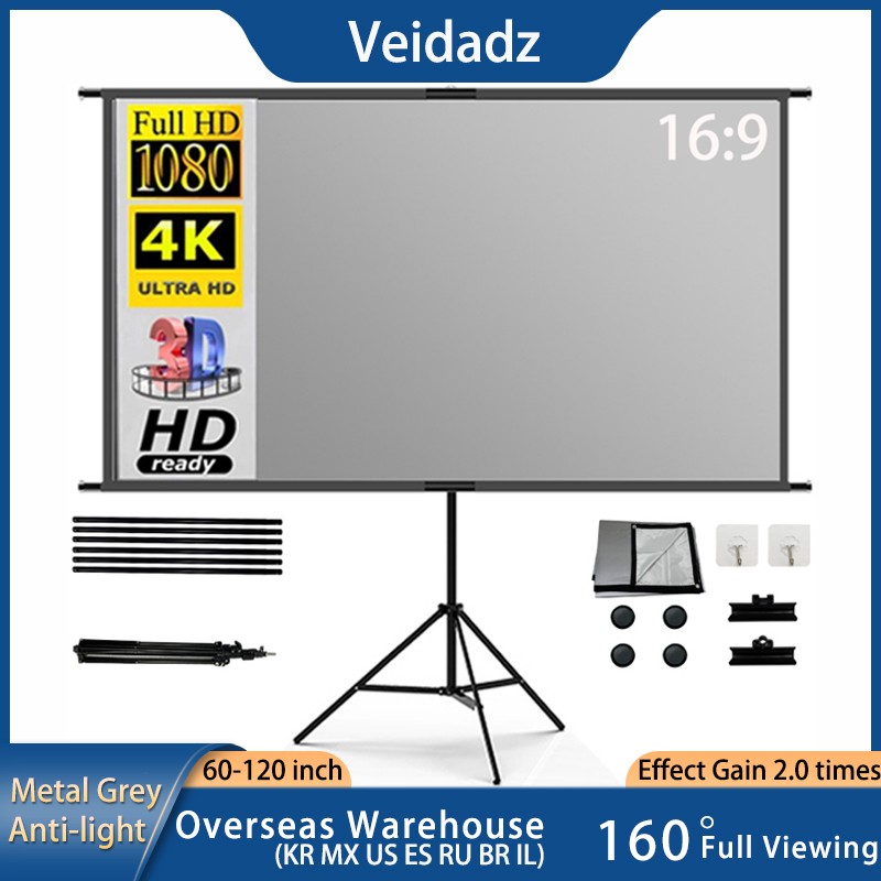 Home Cinema Projector Screen - VEIDADZ layar proyeksi, dengan dudukan abu-abu
