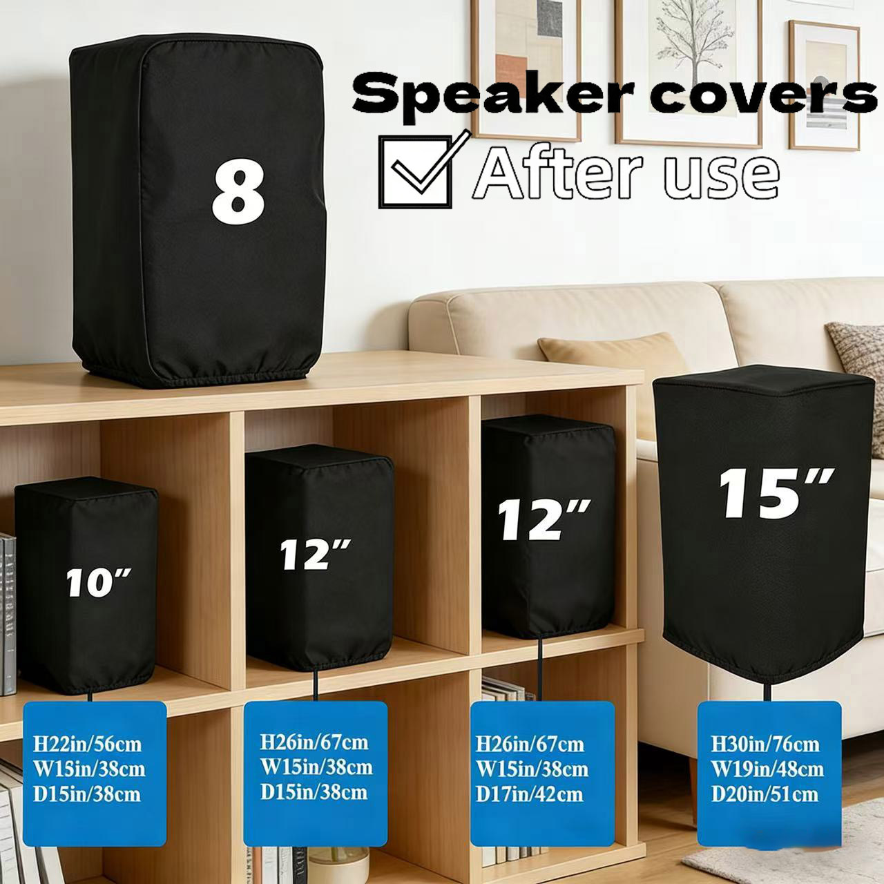 Home Cinema Equipment - Penutup Speaker Kain Oxford 210D Hitam
