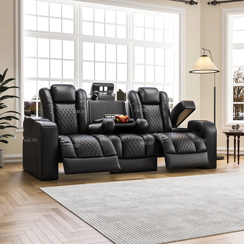 Home Cinema Recliner Chairs - Furnitur Teater Mewah Warna Hitam Sofa