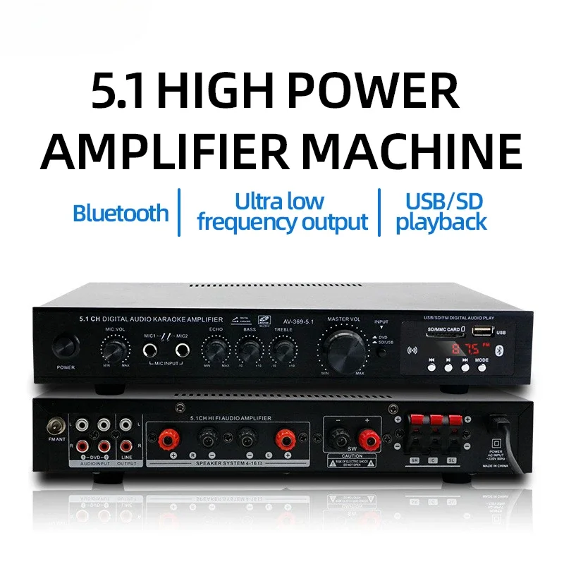 Home Cinema Bluetooth - AV-369BT Bluetooth 5.1 Sound Speaker AMP,