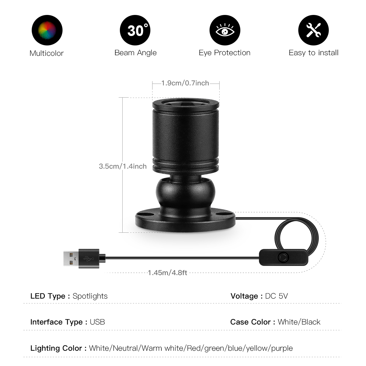 Lampu Sorot Mini 8 Warna 1W La - Home Cinema Led ulasan dan harga